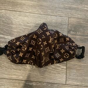 Custom Louis Vuitton Brown Monogram Face Mask with Beige Logos